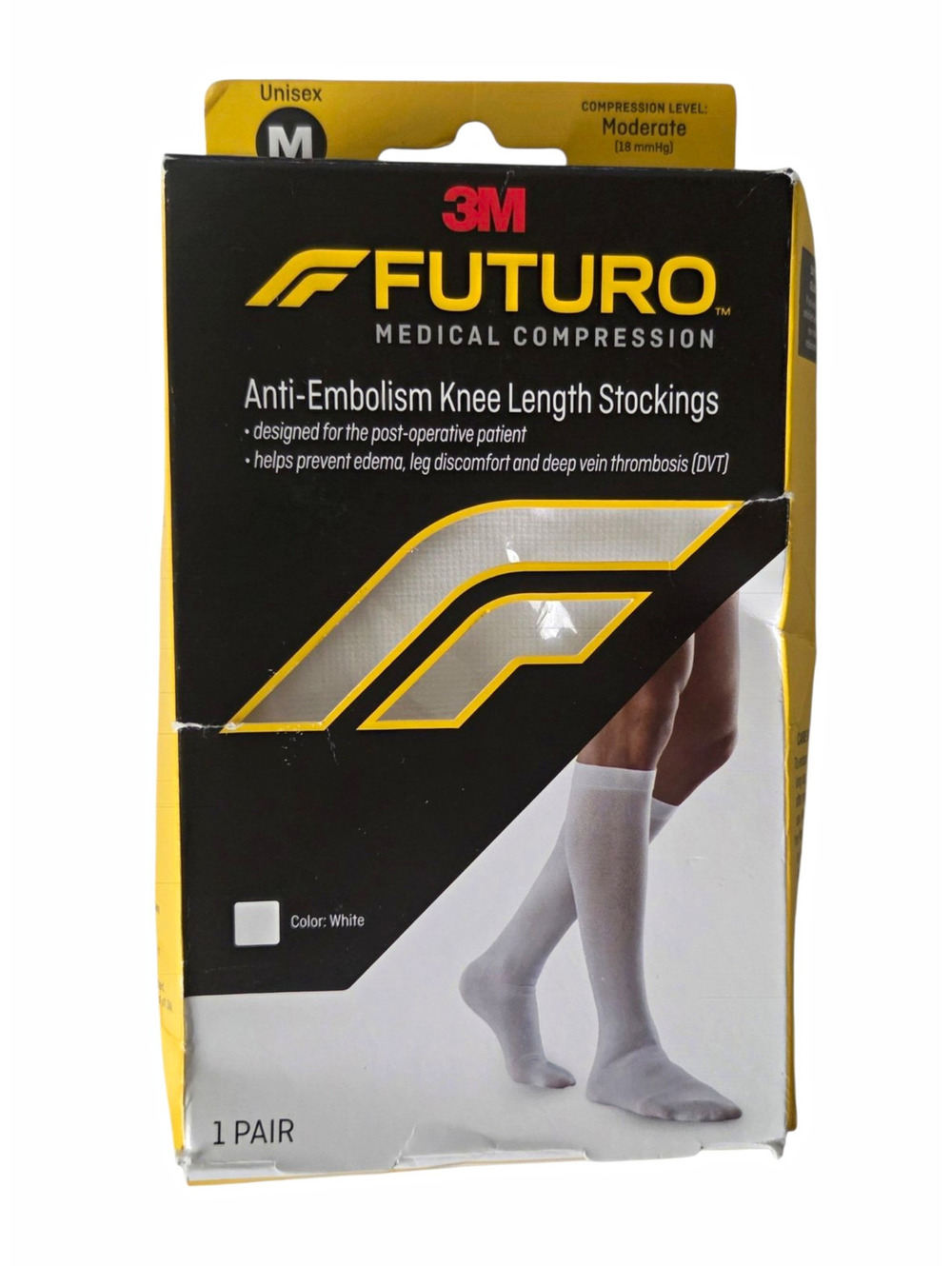 FUTURO 3M Graduated Compression Unisex Knee Length Stockings White - Size (M)